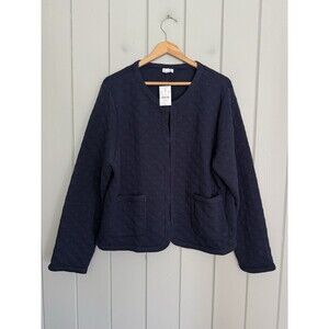 NWT J. Crew Quilted Jacket XL Navy Blue Stretch Knit Pockets CD837 NEW